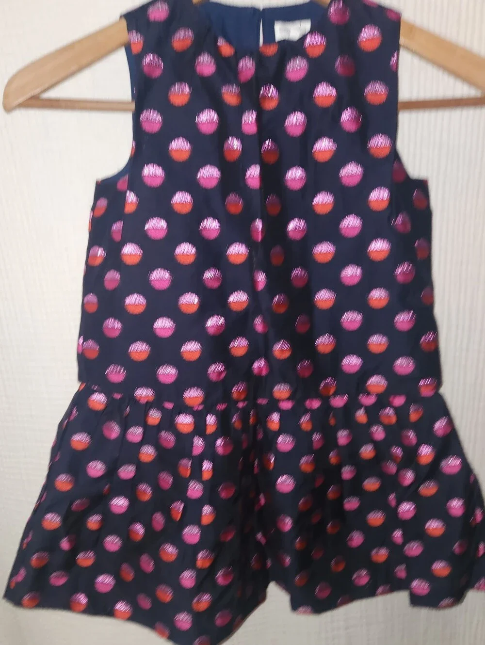Girls Gymboree Navy Polka Dot Drop Waist Dress Pink & Red Polka Dot NWT Size 5